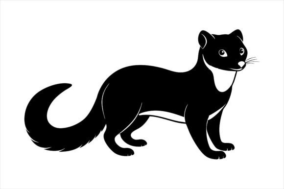American Marten Silhouette Vector Graphics