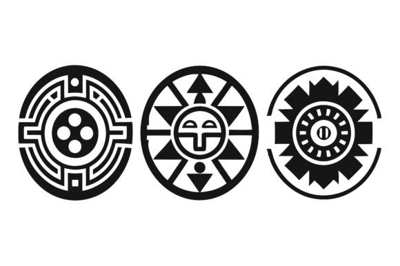Aztec Icon Silhouette Vector Bundle Graphics for Print Materials Mockups