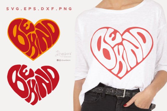 Be Kind SVG Retro Heart Graphics for T-Shirt Designs