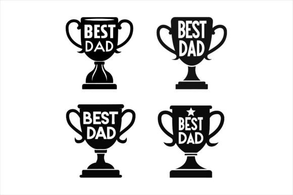 Best Dad Trophy Silhouette Icon Bundle