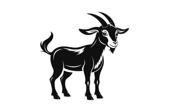 Black and White Goat Illustration Graphics for Print Materials Mockups