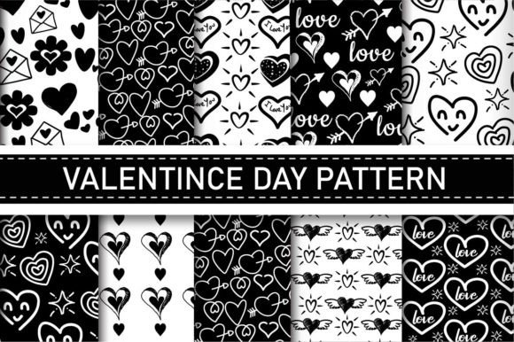Black and White Valentines Day Patterns