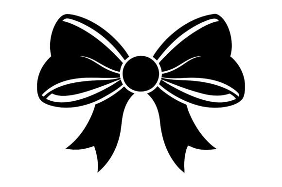 Black Silhouette Bow Vector Graphics for Print Materials Mockups