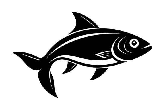 Black Silhouette of a Fish Swimming Graphics