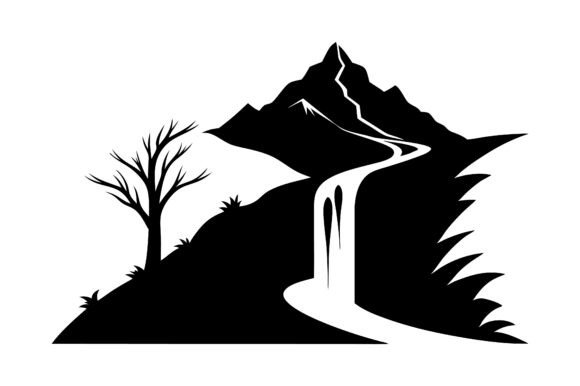 Cascading Waterfall Graphics for Print Mockups