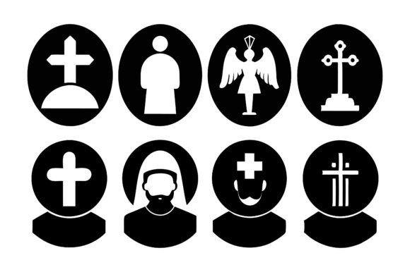 Christian Silhouette Vector Icon Bundle Graphics for Posters