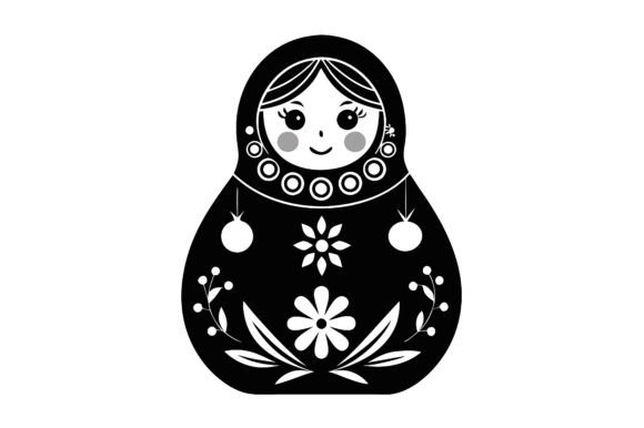 Christmas Ethnic Khokhloma Silhouette Graphics for Print Materials Mockups