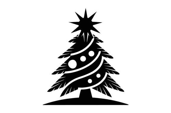 Christmas Icon Tree with Sun Silhouette Graphics