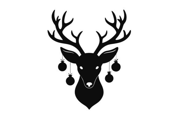Christmas Ornament Deer Head Silhouette Graphics