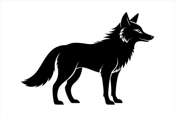 Coyote and Wolf Silhouette Icon Vector Graphics