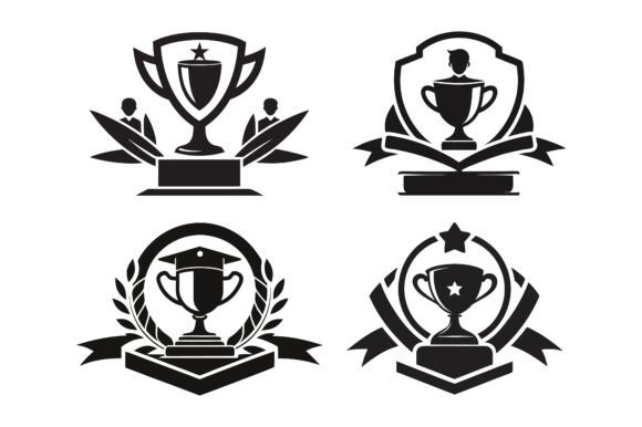 Educational Trophy Logo Graphics for Print Mockups