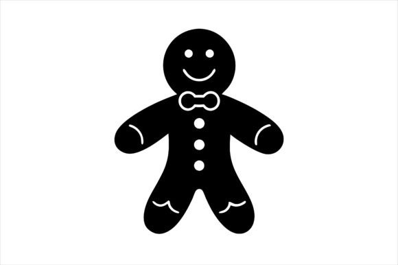 Gingerbread Silhouette Icon Vector Graphics for Print Materials Mockups