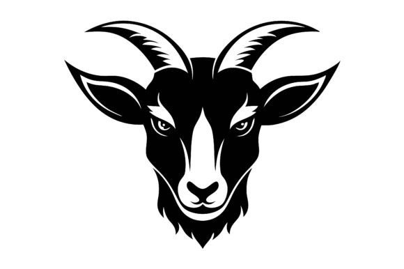Goat Head Black Silhouette Vector Graphics for Print Materials Mockups