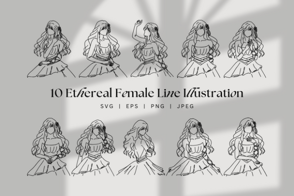 Goddess Lineart Ethereal Female Outline Graphics