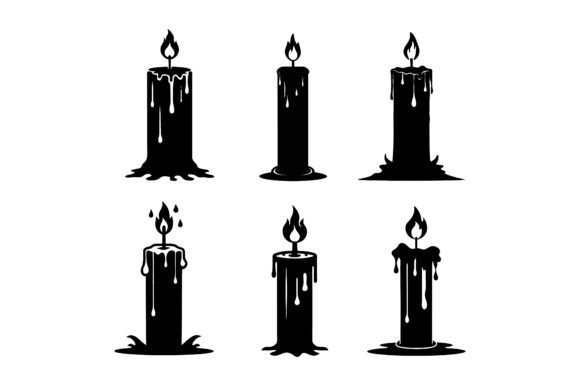 Gothic Dripping Candle Silhouette Graphics for Print Materials Mockups