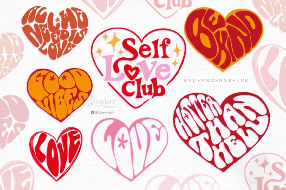 Groovy Hearts Svg for T-Shirt Designs
