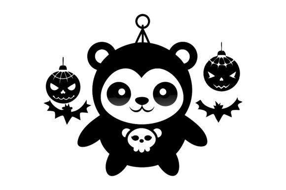 Halloween Panda Graphics for Print Mockups