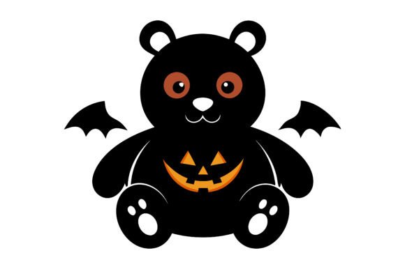 Halloween Teddy Bear Silhouette Graphics for Print Materials Mockups