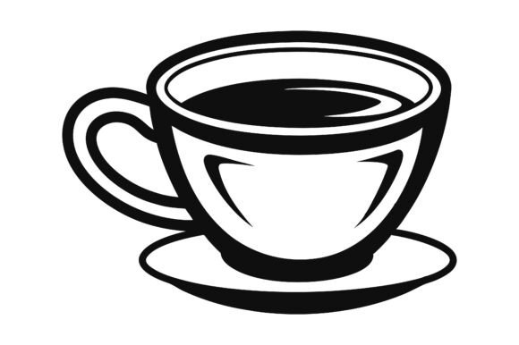 Hand-Drawn Coffee Cup Silhouette Graphics for Print Materials Mockups