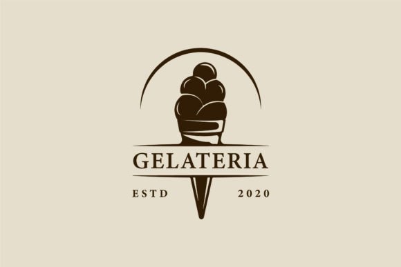 Ice Cream Logo Vector Vintage Design