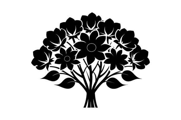 Jaba Flower Bouquet Silhouette Graphics for Print Materials Mockups