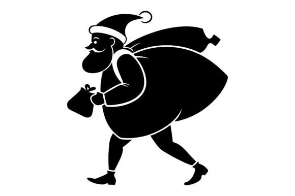 Jolly Santa Silhouette Graphics for Print Materials Mockups