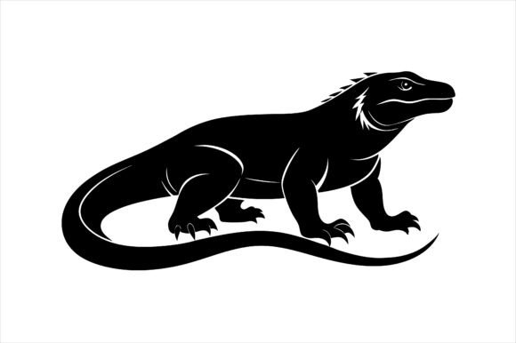 Komodo Dragon Wildlife Silhouette Graphics for Print Materials Mockups