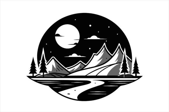 Land of Moon Icon Silhouette Vector Graphics