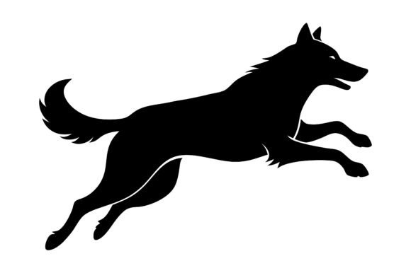 Leaping Dog Silhouette Vector Design Graphics for Print Materials Mockups