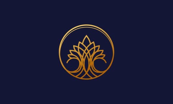 Luxury Tree Logo Design Golden Circle
