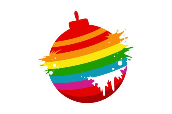 Rainbow Grunge Christmas Ball Graphics