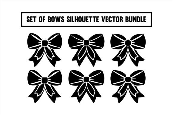 Set of Bows Silhouette Vector Bundle Graphics