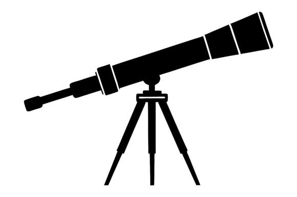 Telescop Silhouette Vector Design Graphics for Print Materials Mockups