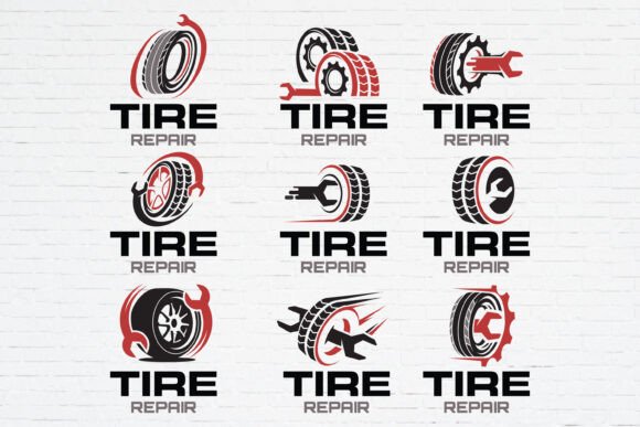 Tire Repair Shop Logo Bundle