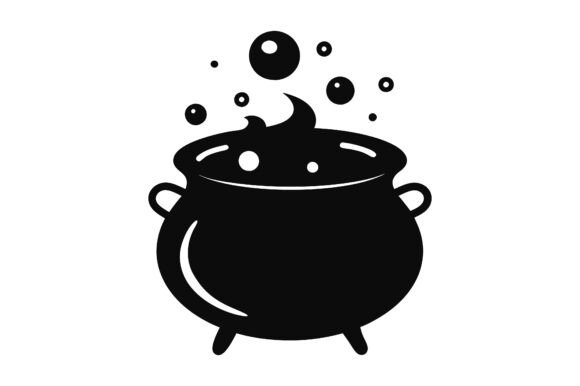 Witch’s Cauldron Silhouette with Bubbles Graphics