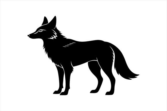 Wolf Silhouette Icon Vector Graphics for Print Materials Mockups